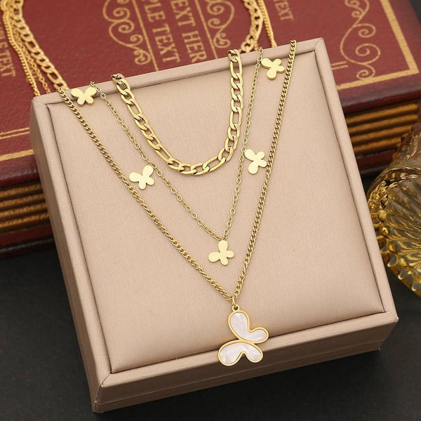 Butterfly Layered 316 Stainless Steel Necklace