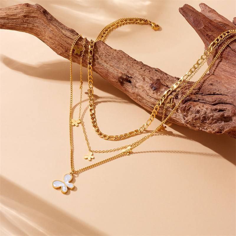 Butterfly Layered 316 Stainless Steel Necklace