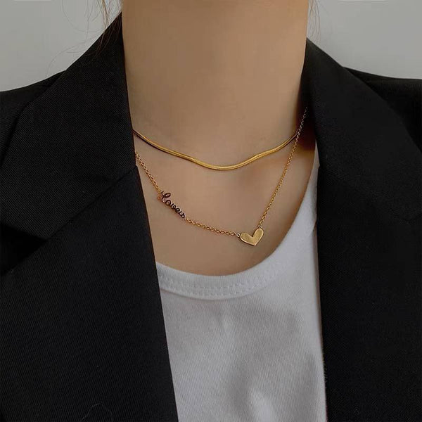 Heart & Love Design Steel Necklace