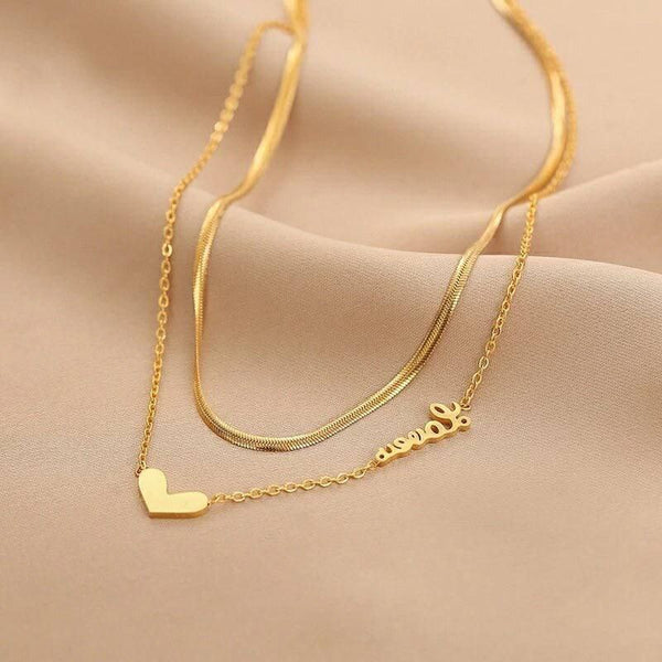 Heart & Love Design Steel Necklace