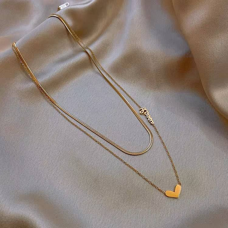 Heart & Love Design Steel Necklace