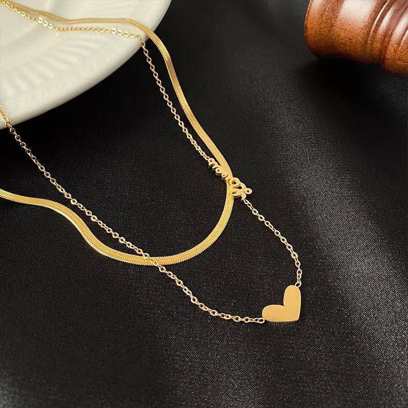 Heart & Love Design Steel Necklace