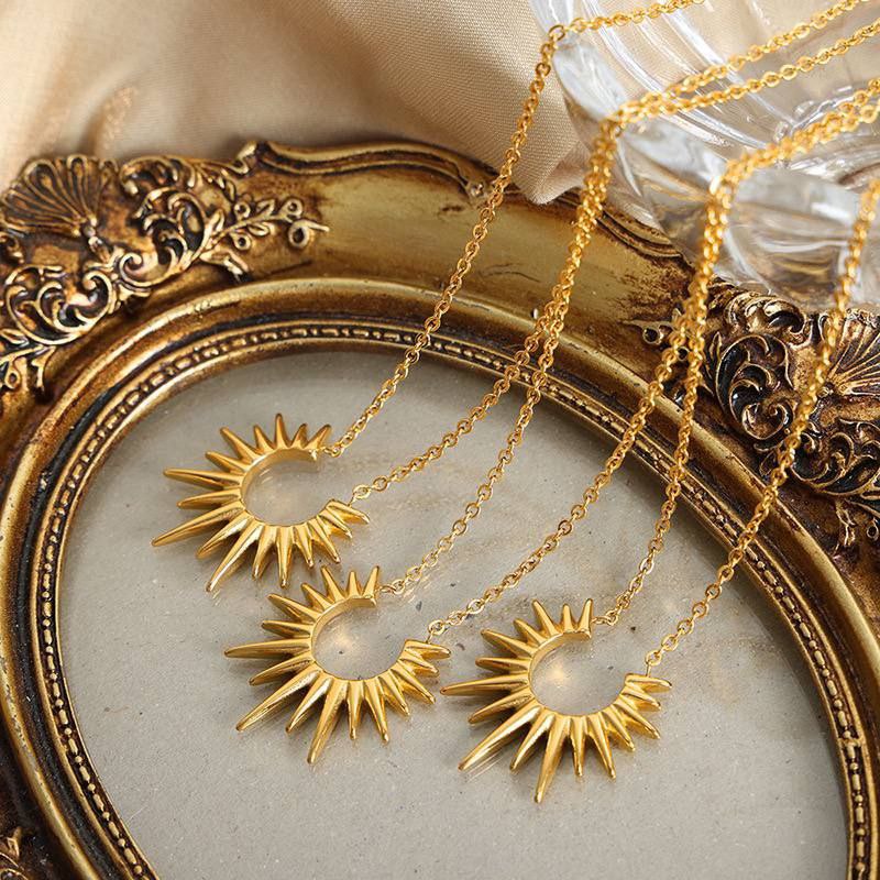 Golden Sun Design Necklace