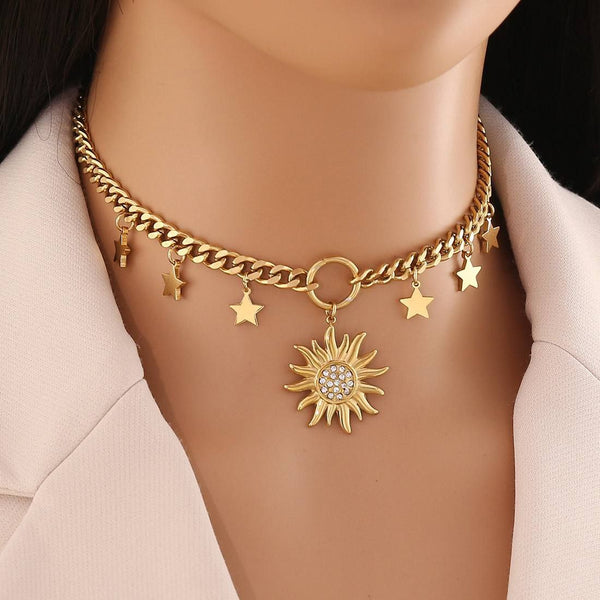 Golden Sun & Stars Necklace