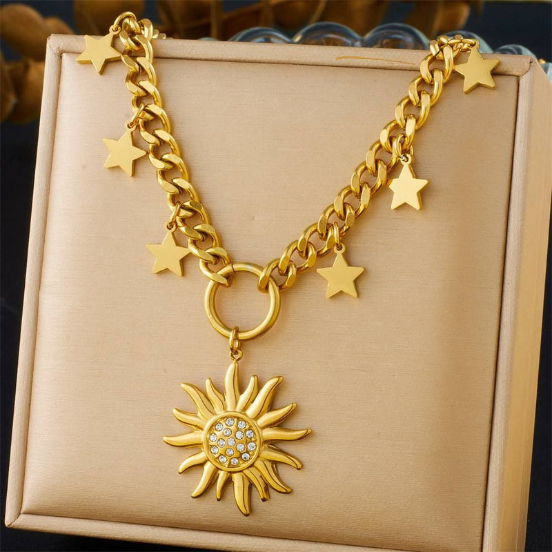 Golden Sun & Stars Necklace